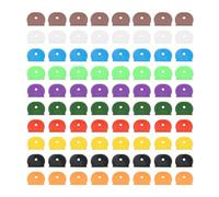 PATIKIL Key Caps Set, 80 Pcs Tags and Identifiers Covers Key Head Protectors Key Tags with Labels Key Accessories Vintage Office Plastic Rubber, 10 Color