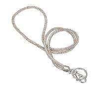 PATIKIL Key Lanyard for Women, 16 Inch Cute Rhinestone Keychain Sparkle Key Ring Bling Strap Neck Lanyard for Car ID Card Purse Wallet Bag, AB White