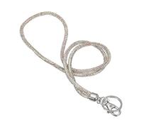 PATIKIL Key Lanyard for Women, 8 Inch Cute Rhinestone Keychain Sparkle Key Ring Bling Strap Neck Lanyard for Car ID Card Purse Wallet Bag, AB White