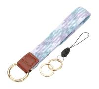PATIKIL Keychain Wristlet, Cute Keychain Stretchy Woven Wrist Lanyard Strap Key Ring Car Keys Chain Accessories Hooks for Women Men Wallet ID Badges Card, Pink/Blue/White