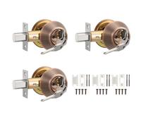 PATIKIL Keyed Alike Double Cylinder Deadbolts, 3 Pack Keyed Entry Door Knob Anti-Theft Exterior Door Hardware for Front Door and Entrance Door, Red-Copper