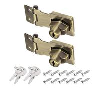 PATIKIL Keyed Hasp Locks, 2 Pack 2.5 Inch Twist Knob Locking Hasp Lock Metal Safety Hasp Latches for Cabinet Small Door, Keyed Different, Bronze