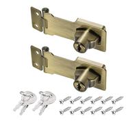 PATIKIL Keyed Hasp Locks, 2 Pack 3 Inch Twist Knob Locking Hasp Lock Metal Safety Hasp Latches for Cabinet Small Door, Keyed Different, Bronze