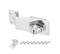 PATIKIL Keyed Hasp Locks Angle 90°, 4 Inch Twist Knob Locking Hasp Lock Metal Safety Hasp Latches for Cabinet Small Door, Keyed Different, Silver