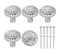 PATIKIL Knobs 5 Pcs Vintage Drawer Round Knobs Zinc Alloy Furniture Handle for Dresser Cupboard Kitchen Bedroom Bathroom, Silver