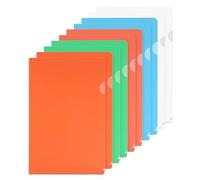 PATIKIL L Type Folders 30 Pack A5 Plastic File Project Pockets Clear Paper Document Jacket Sleeves for Office, Sky Blue/Green/Red/Orange/Clear