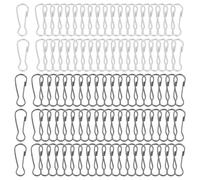 PATIKIL Lanyard Hooks, 200 Pcs 25x9.2x1.9mm Stainless Steel 304 Spring Snap Hook Metal Clips Clasp for Key Chain Key Rings ID Card Shower Curtain, Silver Black