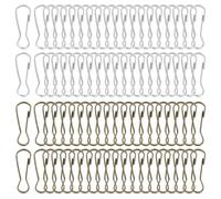 PATIKIL Lanyard Hooks Flag Pole Clip, 80 Pcs 32x11x3mm Stainless Steel 304 Spring Snap Hook Metal Clips Clasp for Key Chain Key Rings ID Card Shower Curtain, Bronze Silver