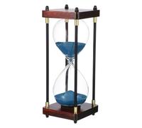 PATIKIL Large Decorative Sand Timer, 60 Minutes Wood Hour Glass Timer Modern Wooden Hour Glass for Cooking Game Office Classroom Kitchen Home, Cyan(Style 2)