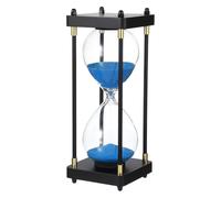 PATIKIL Large Decorative Sand Timer, 60 Minutes Wood Hour Glass Timer Modern Wooden Hour Glass for Cooking Game Office Classroom Kitchen Home, Blue(Style 1)