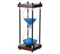PATIKIL Large Decorative Sand Timer, 60 Minutes Wood Hour Glass Timer Modern Wooden Hour Glass for Cooking Game Office Classroom Kitchen Home, Blue(Style 2)