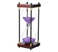 PATIKIL Large Decorative Sand Timer, 60 Minutes Wood Hour Glass Timer Modern Wooden Hour Glass for Cooking Game Office Classroom Kitchen Home, Purple(Style 2)