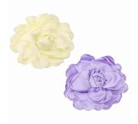 PATIKIL Large Fabric Flower Brooches Pins, 2Pcs Elegant Cloth Rose Flower Big Brooch Dainty Satin Camellia Corsage Lapel Pins for Women Wedding Clothing Suit Dress, Beige/Purple