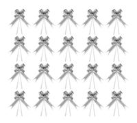 PATIKIL Large Gift Bow 6x3.5 Inch, 20 Pack Pull Bows for Gift Wrapping Present Wedding Valentine's Day Party Birthday Christmas Basket Decoration, Silver Tone