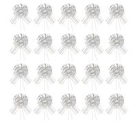 PATIKIL Large Gift Bow 7x6 Inch, 20 Pack Pull Bows for Gift Wrapping Present Wedding Valentine's Day Party Birthday Christmas Basket Decoration, Silver Tone