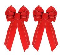 PATIKIL Large Wreath Bow 20"x11",2 Pcs Christmas Tree Top Bow Snowflake Patterned Ribbon Wedding Birthday Festival Party Home Front Door Decoration, Red 1