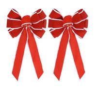 PATIKIL Large Wreath Bow 20"x11",2 Pcs Christmas Tree Top Bows Snowflake Patterned Ribbon Wedding Birthday Festival Party Home Front Door Decoration, Red
