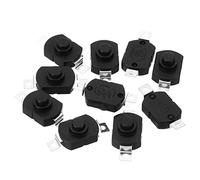 PATIKIL Latching Push Button Switch, 10 Pcs KAN-23 Flat Pin On/Off Self-lock DC 30V 1A Micro Switch for Flashlight Light Wall Outlet, Black