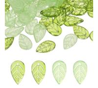 PATIKIL Leaf Beads, 100Pcs Crystal Leaf Beads Translucent Czech Glass Beads Spacer Bead for DIY Jewelry Making Bracelets Necklace, Bright Yellow/Olive