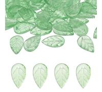 PATIKIL Leaf Beads, 100Pcs Crystal Leaf Beads Translucent Czech Glass Beads Spacer Bead for DIY Jewelry Making Bracelets Necklace, Grey Green