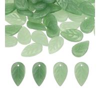 PATIKIL Leaf Beads, 100Pcs Crystal Leaf Beads Translucent Czech Glass Beads Spacer Bead for DIY Jewelry Making Bracelets Necklace, Light Jade Green/Jade Green