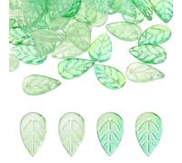 PATIKIL Leaf Beads, 100Pcs Crystal Leaf Beads Translucent Czech Glass Beads Spacer Bead for DIY Jewelry Making Bracelets Necklace, Grey Green/Yellow Green