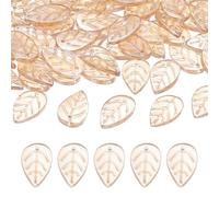 PATIKIL Leaf Beads, 100Pcs Crystal Leaf Beads Translucent Czech Glass Beads Spacer Bead for DIY Jewelry Making Bracelets Necklace, Amber Gold