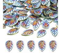 PATIKIL Leaf Beads, 100Pcs Crystal Leaf Beads Translucent Czech Glass Beads Spacer Bead for DIY Jewelry Making Bracelets Necklace, Plated Green