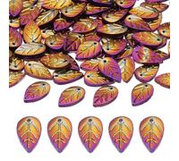 PATIKIL Leaf Beads, 100Pcs Crystal Leaf Beads Translucent Czech Glass Beads Spacer Bead for DIY Jewelry Making Bracelets Necklace, Plated Purple