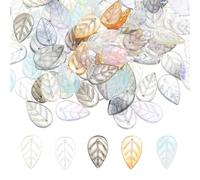 PATIKIL Leaf Beads, 100Pcs Multicolored Czech Glass Leaf Charm for DIY Jewelry Making