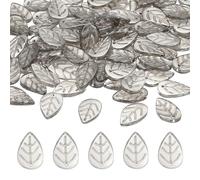 PATIKIL Leaf Beads, 50Pcs Crystal Translucent Czech Glass Beads for DIY Jewelry Making Bracelets Necklace, Clear Grey