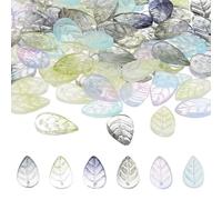 PATIKIL Leaf Beads, 50Pcs Crystal Translucent Czech Glass Beads for DIY Jewelry Making Bracelets Necklace, Gradient Multicolor