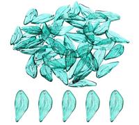 PATIKIL Leaf Crystal Glass Beads, 50 Pack Leaves Bead Handcrafted Glass Spacer Bead for Jewelry Making Bracelet Earring, Dark Green