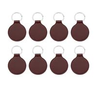 PATIKIL Leather Blank Keychains, 8Pcs Round Keychain Blanks Double Side Laser Engraving Key Chains for Embossing, UV-Printing, DIY Craft, Brown