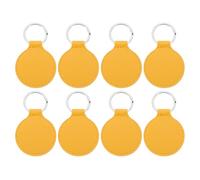PATIKIL Leather Blank Keychains, 8Pcs Round Keychain Blanks Double Side Laser Engraving Key Chains for Embossing, UV-Printing, DIY Craft, Yellow