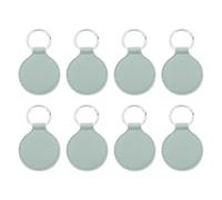 PATIKIL Leather Blank Keychains, 8Pcs Round Keychain Blanks Double Side Laser Engraving Key Chains for Embossing, UV-Printing, DIY Craft, Light Green