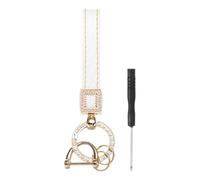 PATIKIL Leather Car Keychain, Microfiber Leather Bling Wristlet Keychains Key Fob Holder with Keyrings for Women Tote Bag Backpack Accessories, White