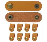 PATIKIL Leather Cord Organizer Cable Straps, 10Pcs 8x2cm Portable Cable Leather Clips USB Holder Earphone Cord Management for Cable, Wire, Yellow