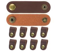 PATIKIL Leather Cord Organizer Cable Straps, 10Pcs 8x2cm Portable Cable Leather Clips USB Holder Earphone Cord Management for Cable, Wire, Red Brown