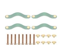 PATIKIL Leather Drawer Pulls, 4 Pack Leather Handle 5 Inch Hole Center Cabinet Dresser Knobs with Screws for Dresser Cupboard Closet Doors, Blue