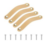 PATIKIL Leather Drawer Pulls, 4 Pcs Leather Handle Double Hole Cabinet Dresser Knobs with Screw for Bathroom Kitchen Dresser Cupboard Door, Beige