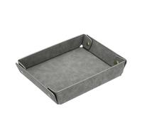 PATIKIL Leather Jewelry Valet Tray, Folding Portable Catchall Snapped Accessory Organizer Watch Nightstand Entryway Table Storage for Bedside Home Office Aesthetic Travel, Gray 24cm