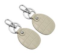 PATIKIL Leather Key Fob, 2 Pcs Genuine Leather Keys Cover RFID Key Fob Protector Air Tag Holder Keychain Case with Key Ring & Screwdriver for Car Key ID Key Cards Gray