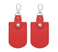 PATIKIL Leather Key Fob, 2 Pcs Leather Key Fobs with Key Rings DIY Keychain Holder for Home Office Car Keys ID Key Cards Air Tags, Red