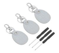 PATIKIL Leather Key Fob, 3 Pcs Genuine Leather Key Cover RFID Key Fob Protector Air Tag Holder Keychain Case with Key Ring & Screwdriver for Car Key ID Key Cards Light Blue