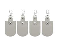 PATIKIL Leather Key Fob, 4 Pcs Leather Key Fobs with Key Rings DIY Keychain Holder for Home Office Car Keys ID Key Cards Air Tags, Grey