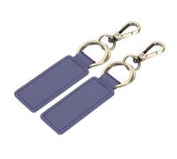 PATIKIL Leather Keychains, 2Pcs Rectangle Leather Key Chain Holder with 2 Keyrings and Metal Clip Key Fob for Car Keychain, Men, Women, Gift, Blue