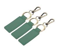 PATIKIL Leather Keychains, 3Pcs Rectangle Leather Key Chain Holder with 2 Keyrings and Metal Clip Key Fob for Car Keychain, Men, Women, Gift, Green