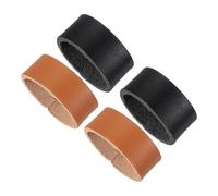 PATIKIL Leather Loop Keeper, 4 Pcs Leather Loops Belt Keeper Loops Retainer Straps Replacement for 1.1 Inch Wide Belts/Straps, Black/Earthy Yellow