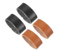 PATIKIL Leather Loop Keeper, 4 Pcs Leather Loops Belt Keeper Loops Retainer Straps Replacement for 1.3 Inch Wide Belts/Straps, Black/Earthy Yellow